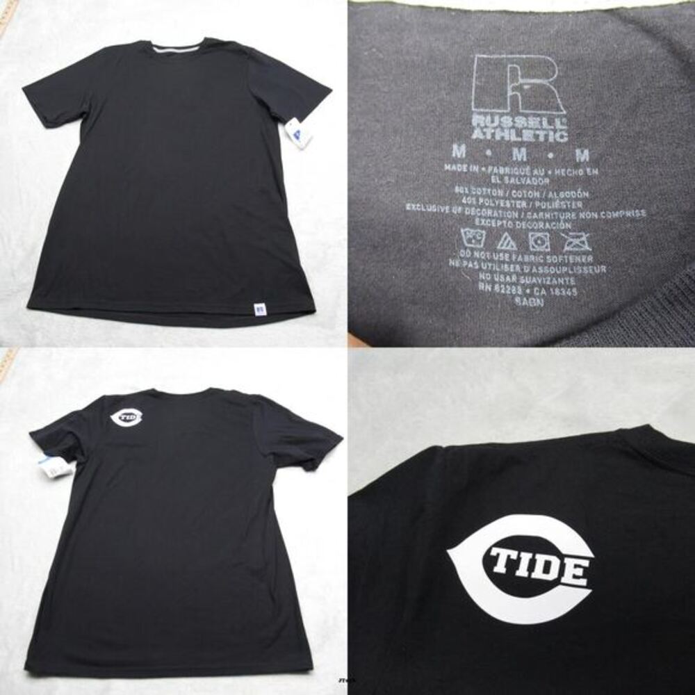 Russell Athletic Tech Shirt Mens Medium Black Dri-Power Odor Protect UPF 30+ NEW